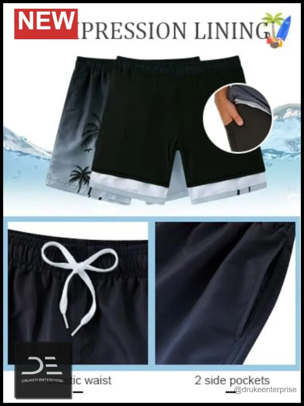 Men's Swim Trunks with Compression Liner 9
